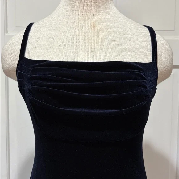Vintage navy blue velvet sleeveless maxi dress with jacket size 6 - Picture 5 of 12